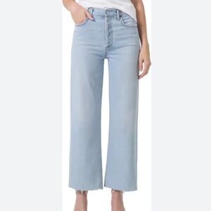 AGOLDE Ren High Rise Straight Jeans Size 25 Light Wash Raw Hem
